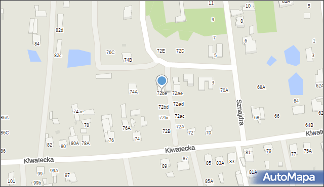 Radom, Klwatecka, 72be, mapa Radomia