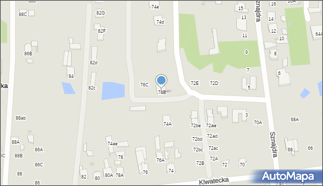 Radom, Klwatecka, 74B, mapa Radomia