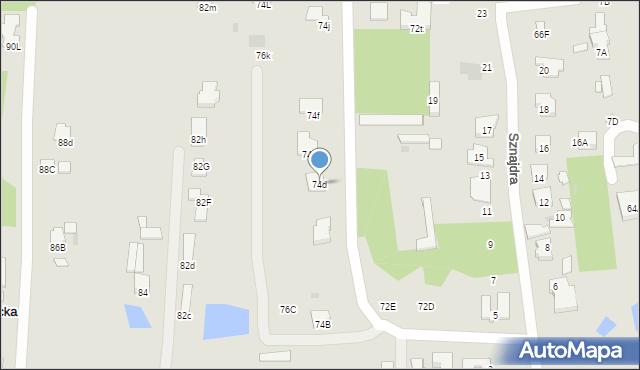 Radom, Klwatecka, 74d, mapa Radomia