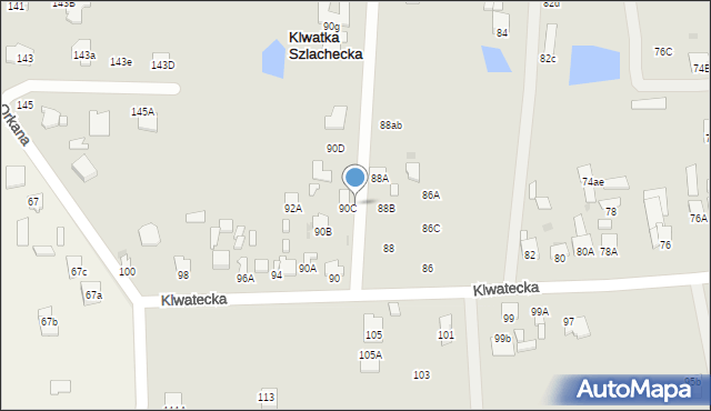 Radom, Klwatecka, 90f, mapa Radomia