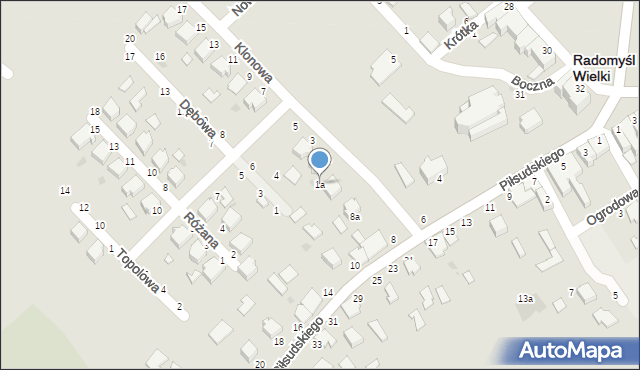 Radomyśl Wielki, Klonowa, 1a, mapa Radomyśl Wielki