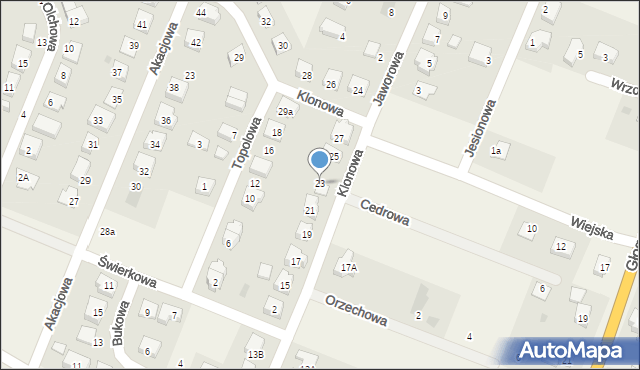 Radwanice, Klonowa, 23, mapa Radwanice