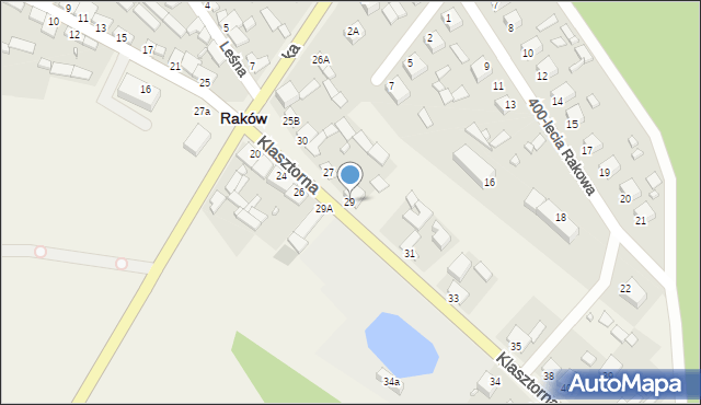 Raków, Klasztorna, 29, mapa Raków