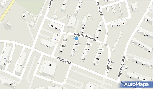 Ruda Śląska, Kłodnicka, 66B, mapa Rudy Śląskiej