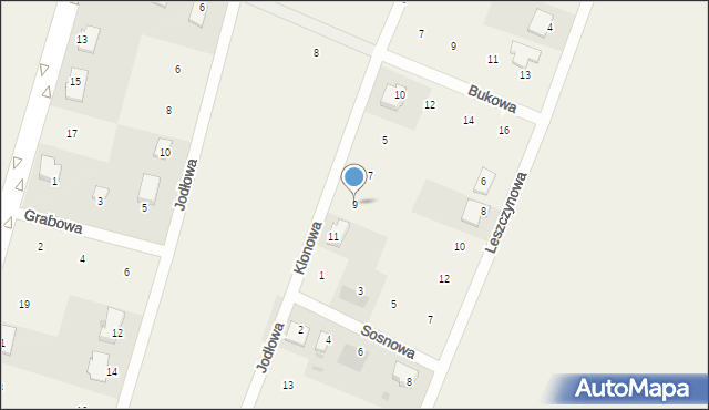 Rudnik, Klonowa, 9, mapa Rudnik