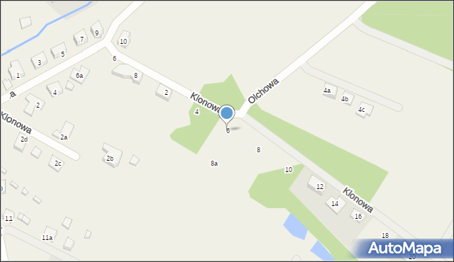Rudno, Klonowa, 6, mapa Rudno
