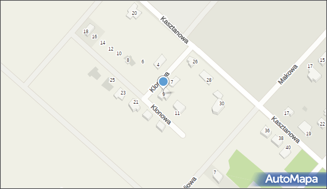 Rybienko Nowe, Klonowa, 9, mapa Rybienko Nowe