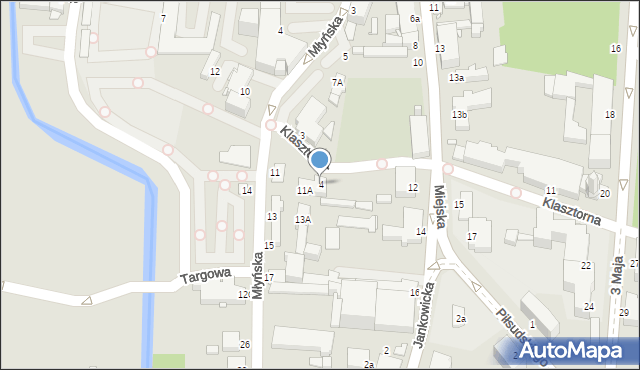 Rybnik, Klasztorna, 4, mapa Rybnika