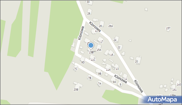 Rybnik, Klonowa, 13B, mapa Rybnika