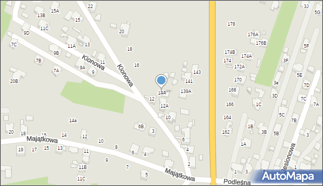 Rybnik, Klonowa, 14A, mapa Rybnika