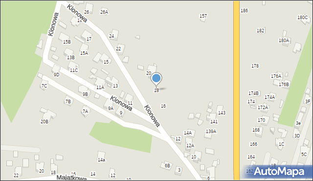 Rybnik, Klonowa, 18, mapa Rybnika