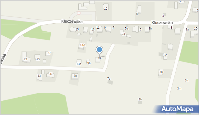 Ryczówek, Kluczewska, 9a, mapa Ryczówek