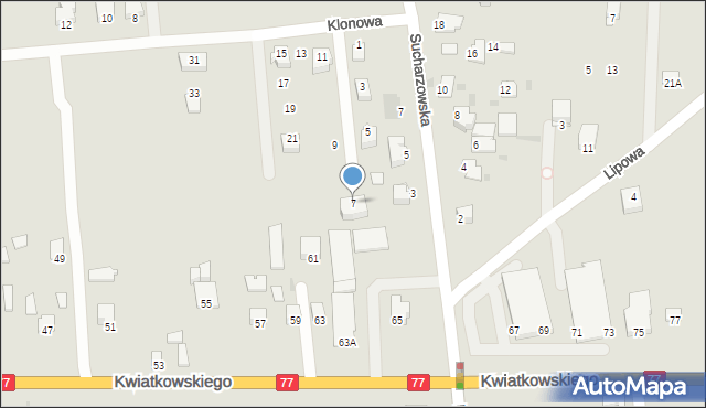 Sandomierz, Klonowa, 7, mapa Sandomierza