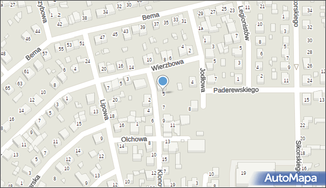 Siewierz, Klonowa, 5, mapa Siewierz