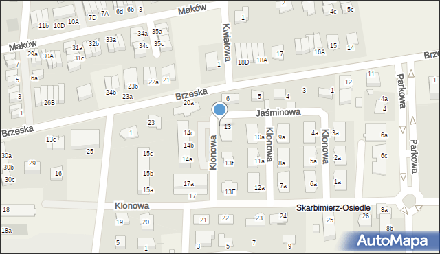 Skarbimierz-Osiedle, Klonowa, 13B, mapa Skarbimierz-Osiedle