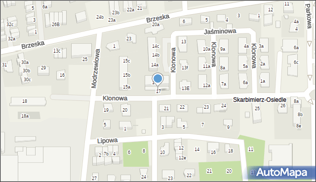 Skarbimierz-Osiedle, Klonowa, 17, mapa Skarbimierz-Osiedle