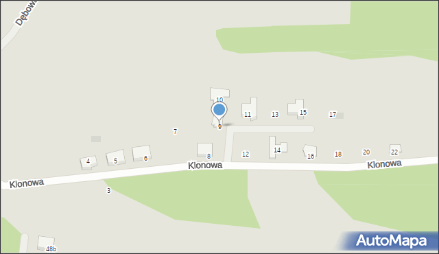 Skwierzyna, Klonowa, 9, mapa Skwierzyna