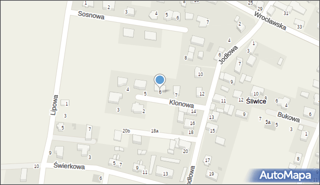 Śliwice, Klonowa, 6, mapa Śliwice