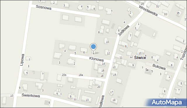 Śliwice, Klonowa, 7, mapa Śliwice