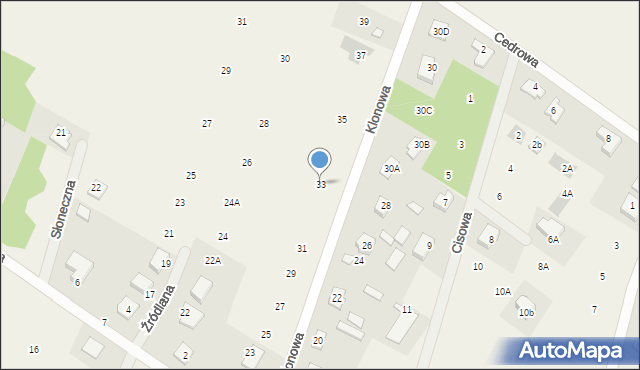 Słupno, Klonowa, 33, mapa Słupno