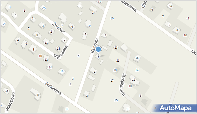 Słupno, Klonowa, 6, mapa Słupno