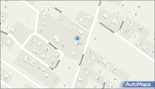 Słupno, Klonowa, 9, mapa Słupno