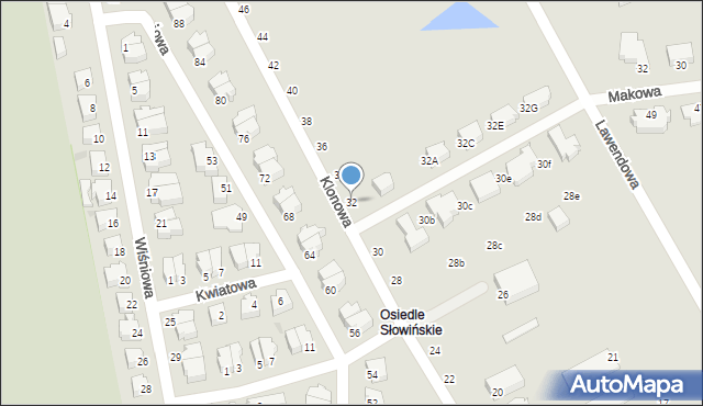 Słupsk, Klonowa, 32, mapa Słupska
