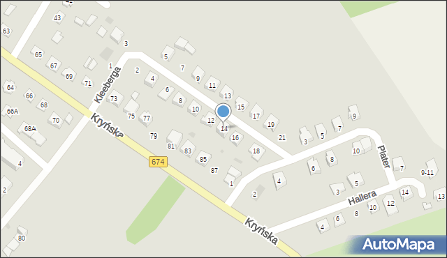 Sokółka, Kleeberga Franciszka, gen., 14, mapa Sokółka