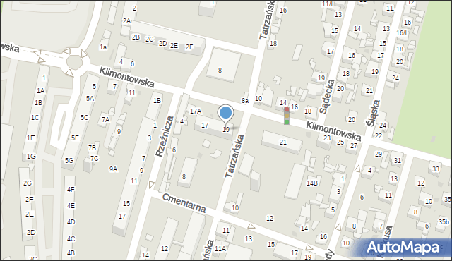 Sosnowiec, Klimontowska, 19, mapa Sosnowca