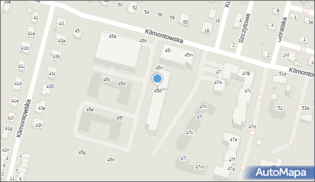 Sosnowiec, Klimontowska, 45o, mapa Sosnowca