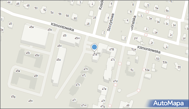 Sosnowiec, Klimontowska, 47A, mapa Sosnowca