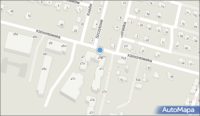Sosnowiec, Klimontowska, 47B, mapa Sosnowca