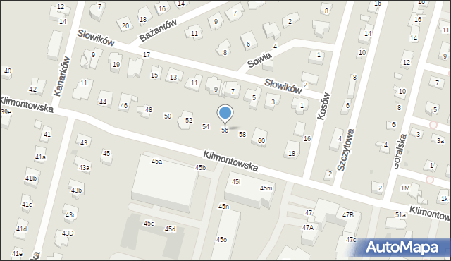 Sosnowiec, Klimontowska, 56, mapa Sosnowca