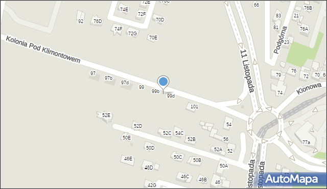 Sosnowiec, Klimontowska, 99c, mapa Sosnowca
