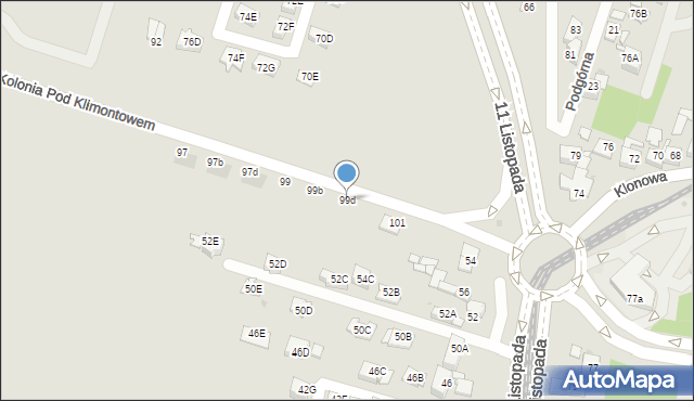 Sosnowiec, Klimontowska, 99d, mapa Sosnowca