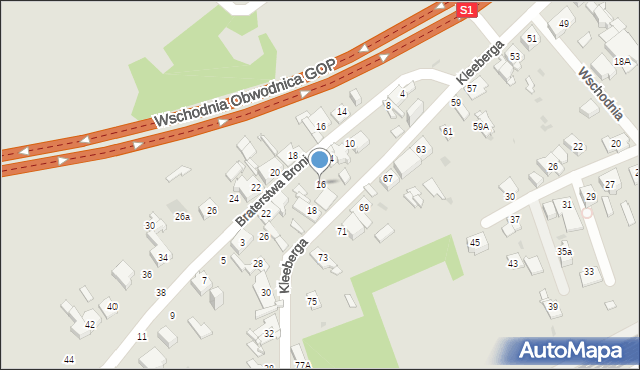 Sosnowiec, Kleeberga Franciszka, gen., 16, mapa Sosnowca