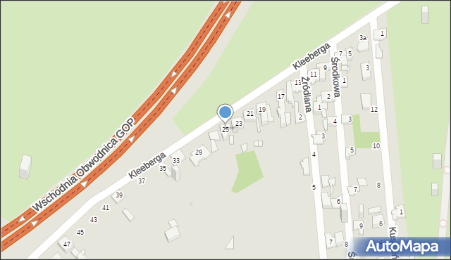 Sosnowiec, Kleeberga Franciszka, gen., 25, mapa Sosnowca