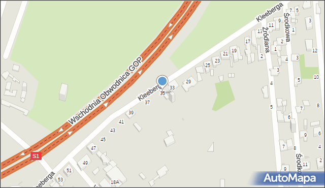 Sosnowiec, Kleeberga Franciszka, gen., 35, mapa Sosnowca