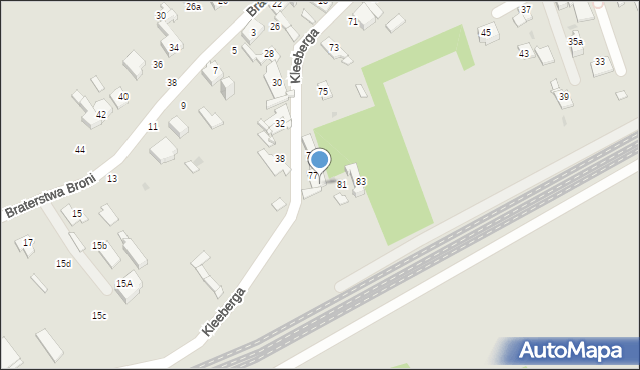 Sosnowiec, Kleeberga Franciszka, gen., 79, mapa Sosnowca