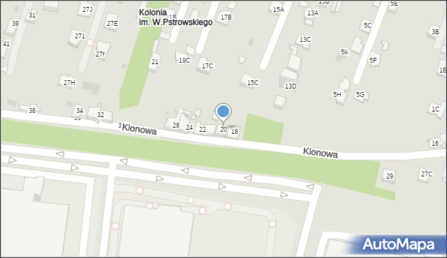 Sosnowiec, Klonowa, 20, mapa Sosnowca
