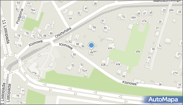 Sosnowiec, Klonowa, 44, mapa Sosnowca