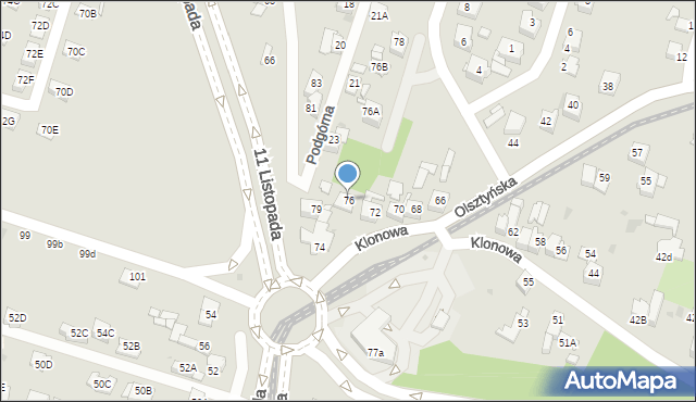 Sosnowiec, Klonowa, 76, mapa Sosnowca