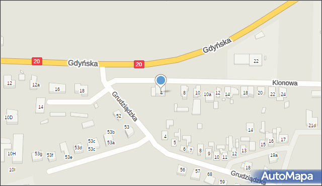 Stargard, Klonowa, 4, mapa Stargard