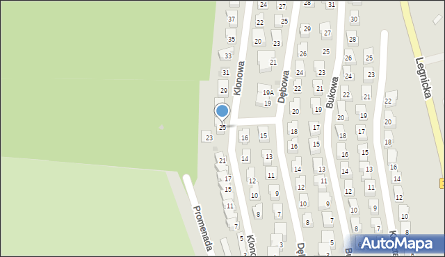 Strzegom, Klonowa, 25, mapa Strzegom