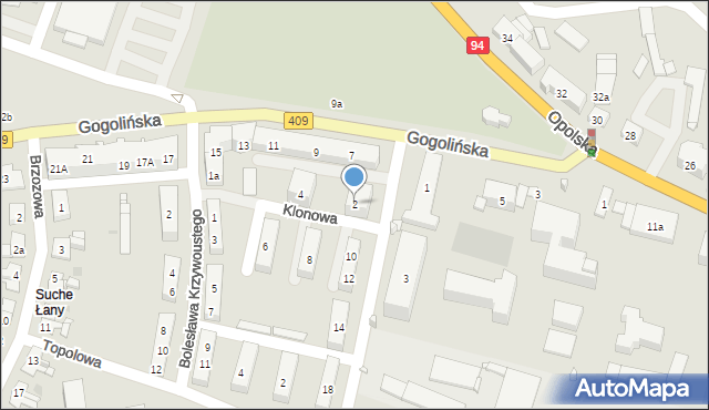 Strzelce Opolskie, Klonowa, 2, mapa Strzelce Opolskie