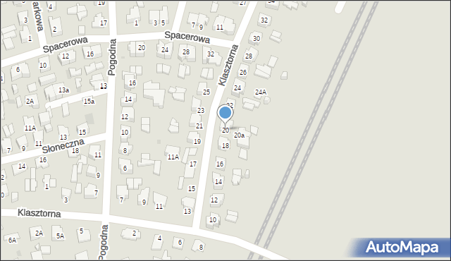 Suwałki, Klasztorna, 20, mapa Suwałk