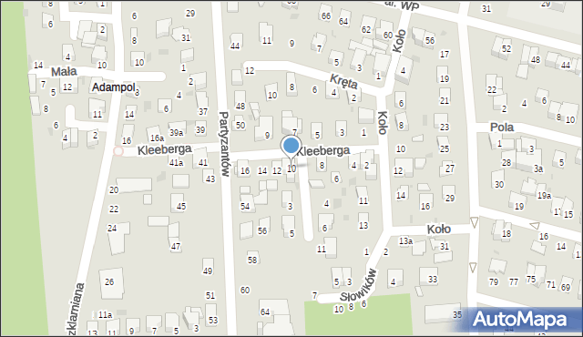 Świdnik, Kleeberga Franciszka, gen., 10, mapa Świdnika