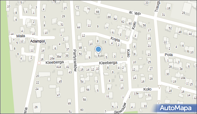 Świdnik, Kleeberga Franciszka, gen., 7, mapa Świdnika