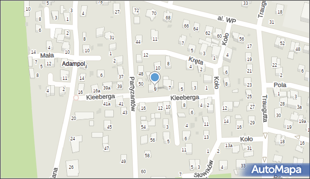 Świdnik, Kleeberga Franciszka, gen., 9, mapa Świdnika