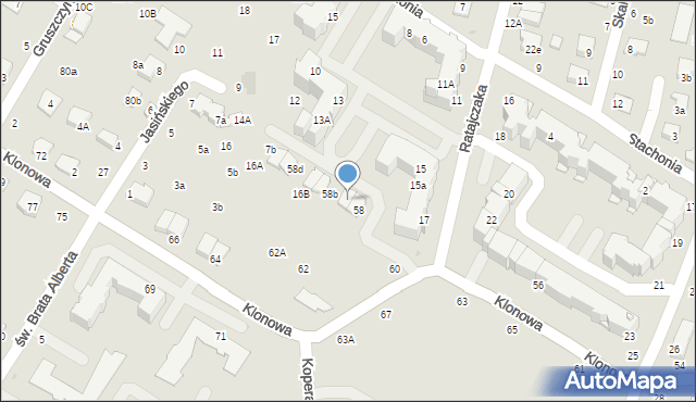 Świdnik, Klonowa, 58a, mapa Świdnika